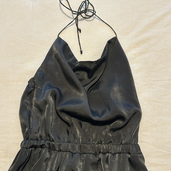 NWOT RARE StyleStalker Mini Silk Cowl Neck Romper with Open Back in Black Size S - Picture 8 of 14
